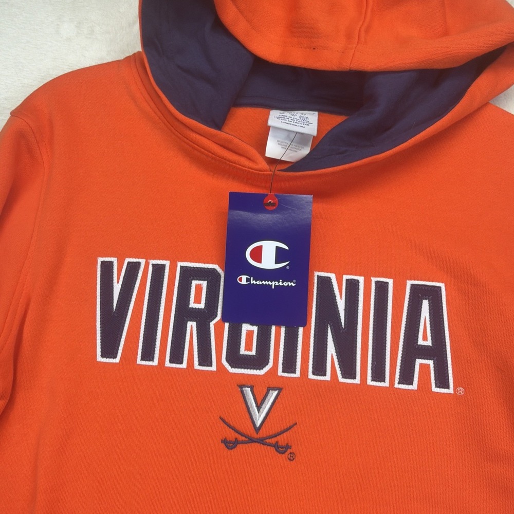 Virginia Cavaliers Hoodie Youth M 7-8 Champion Orange UVA Pullover NWT - Picture 6 of 11